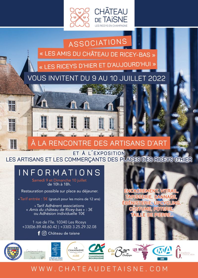Affiche de l'évènement "A la rencontre des artisans d'art" les 9 et 10 juillet au Château de Taisne